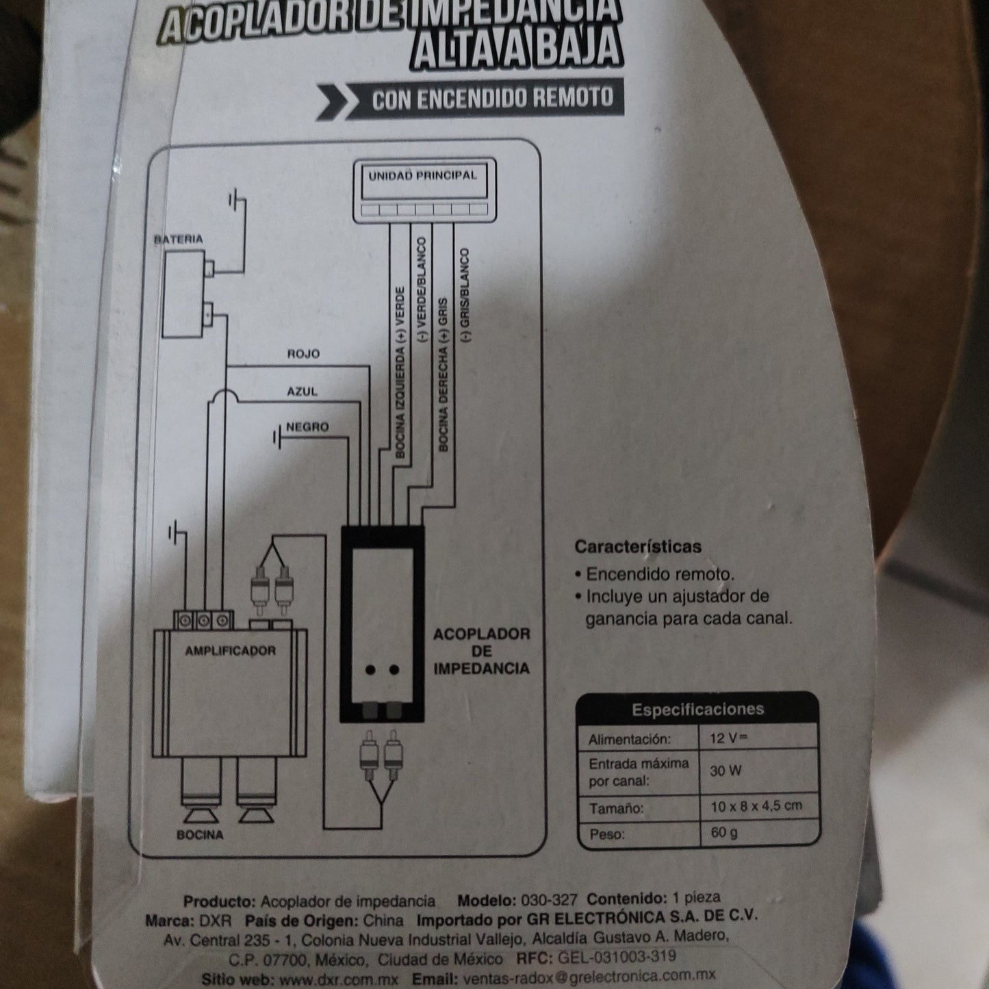 030-327 Acoplador de Impedancia Alta Baja Hi-Low