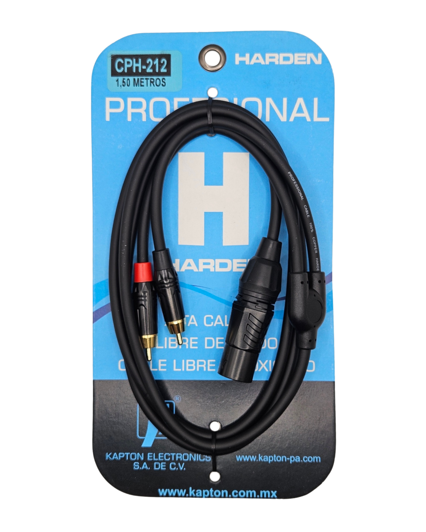 CPH-212 Cable de Audio de 1 Cannon Macho a 2 RCA Macho | "Y" de 1 Conector XLR Macho a 2 RCA Macho