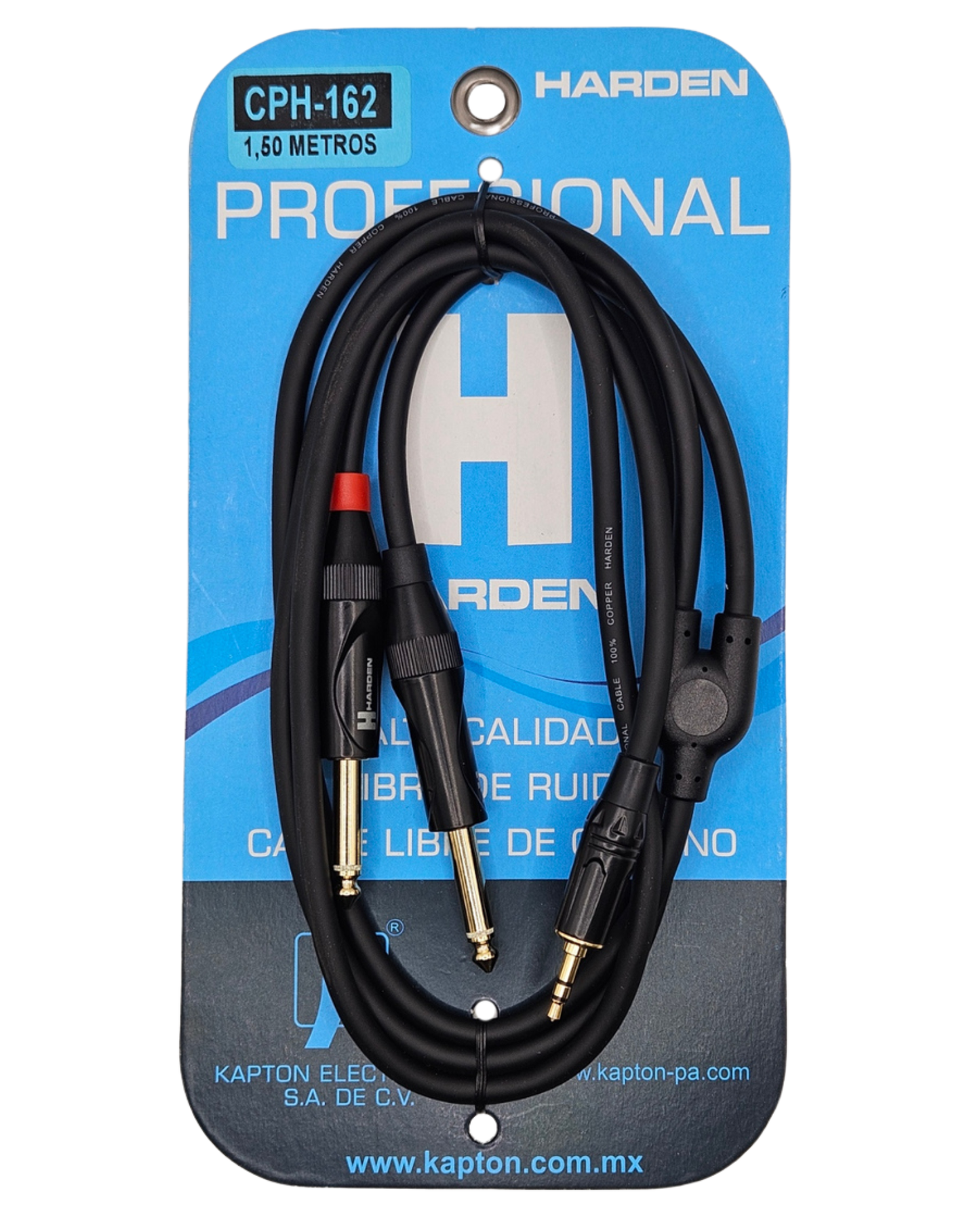 CPH-162 Cable de Audio de 1 Plug 3.5 Estereo a 2 Plug 6.3 Monoaural | "Y" de 1 Plug 3.5mm a 2 Plug 6.3mm