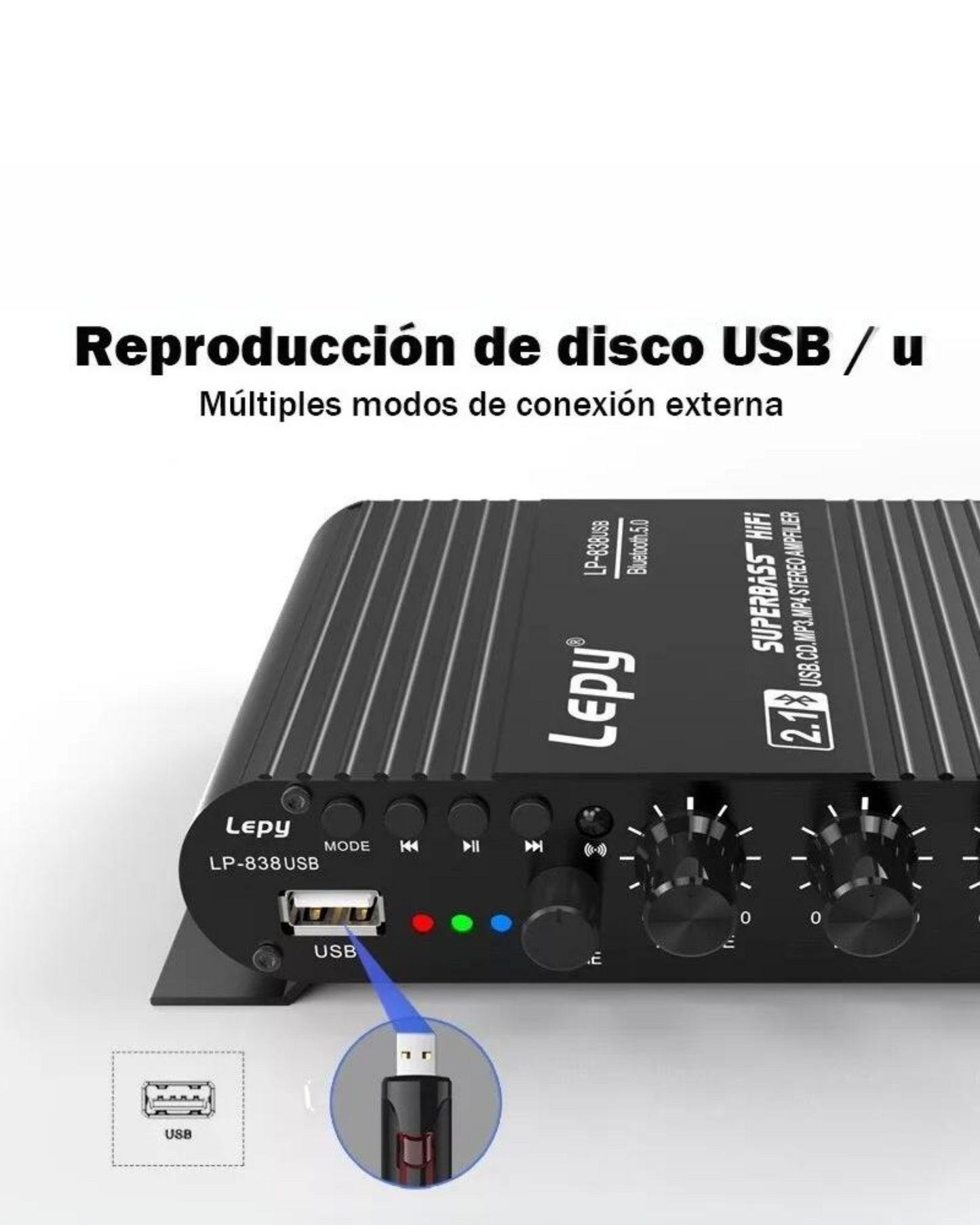 Amplificador Bluetooth Lepy 2.1 Canales