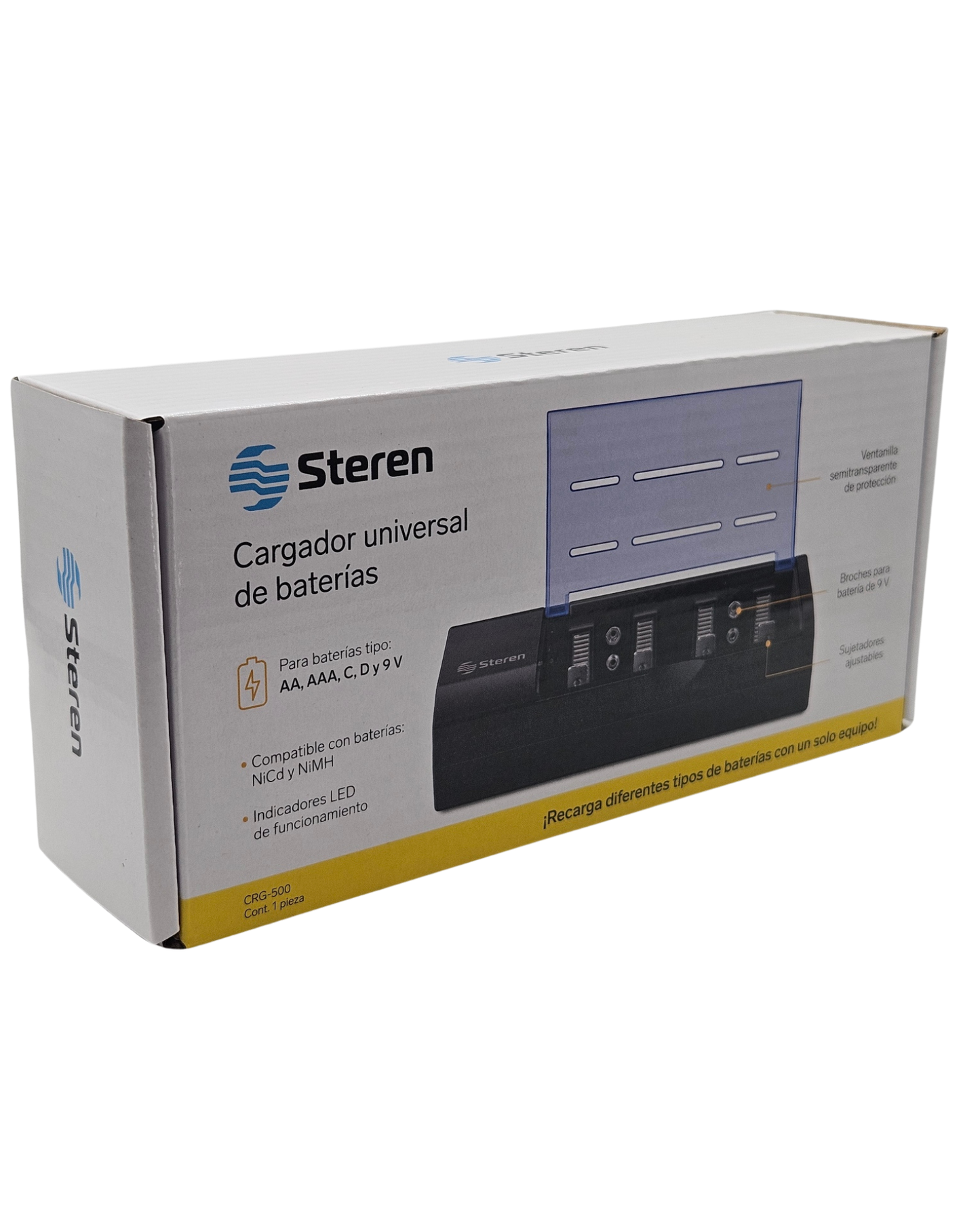 Cargador de Baterias Universal CRG-500 | Cargador de baterías AA, AAA, C, D Y 9v