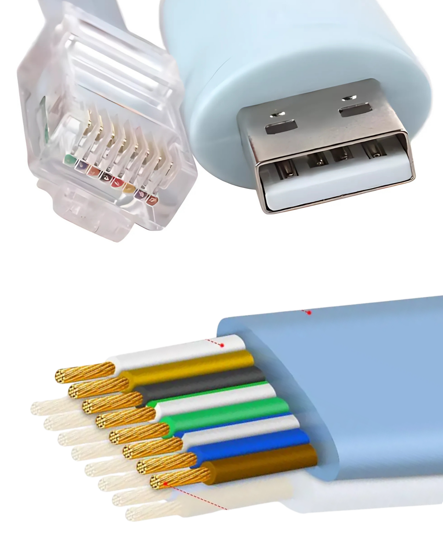 Cable para consola Cisco ethernet a USB | Cable RJ45 macho a USB macho CAT5