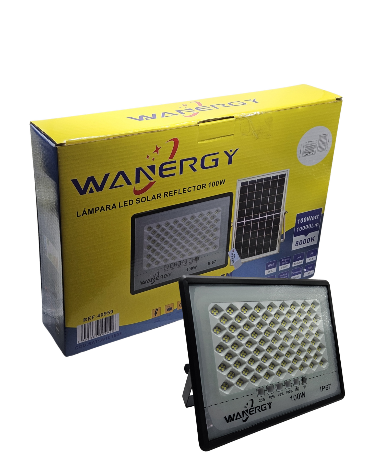 Reflector LED Solar 100w | Luminaria LED con Panel Solar | 40959