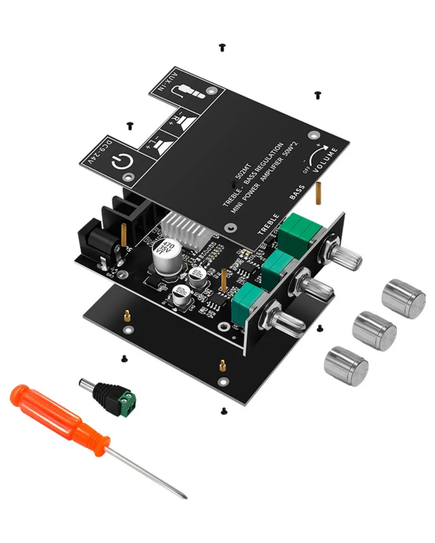 Amplificador bluetooth 2 canales | Placa amplificada estereo 50W + 50W ZK-502MT