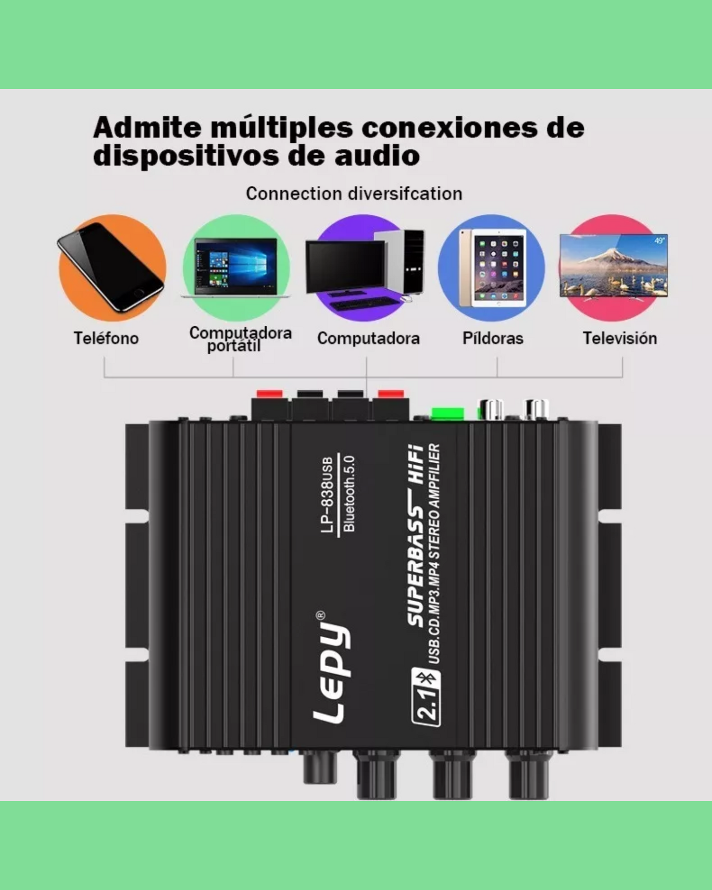Amplificador Bluetooth Lepy 2.1 Canales