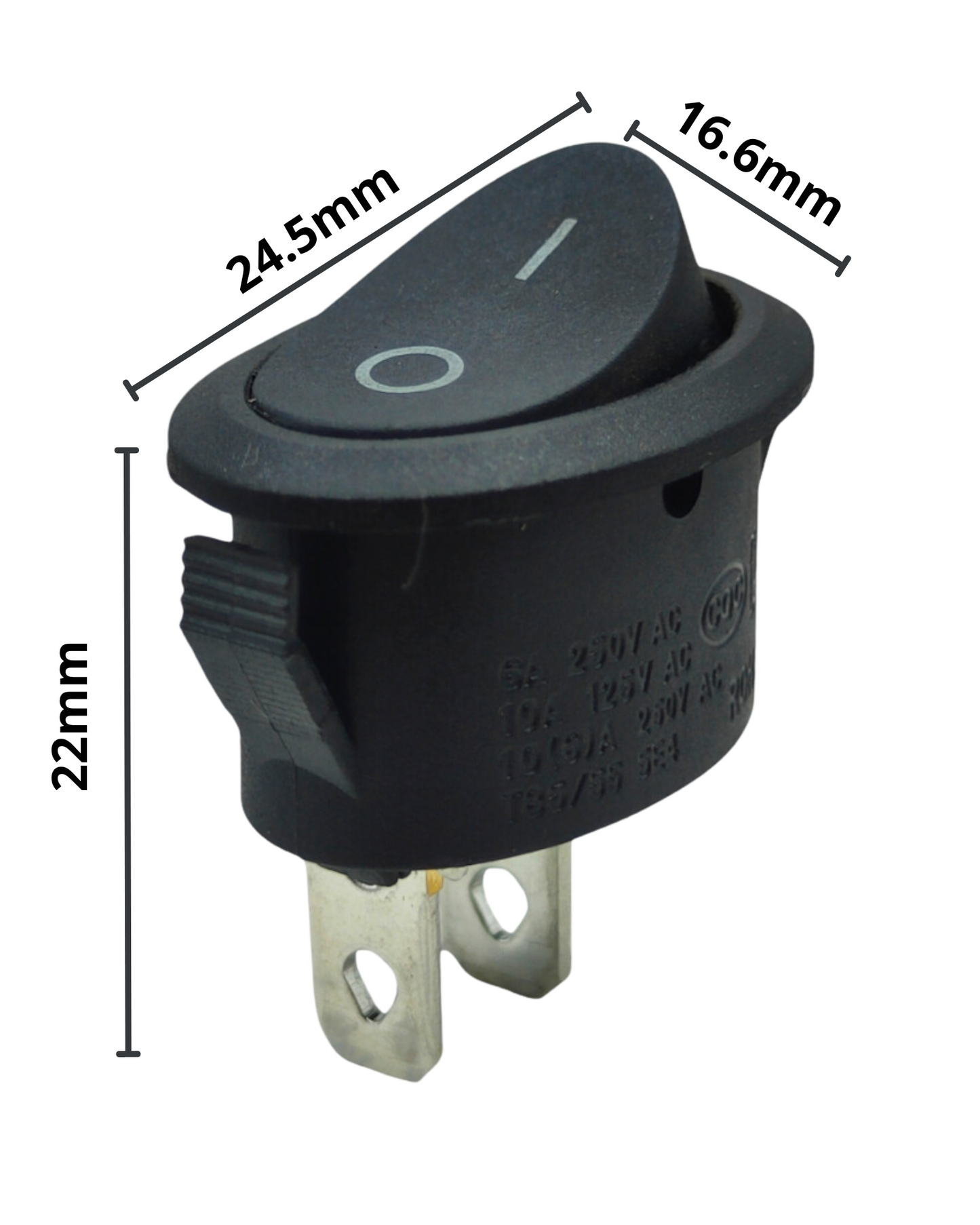 835-072 Switch de Balancín Ovalado 2 Pasos 2 pines SWI20