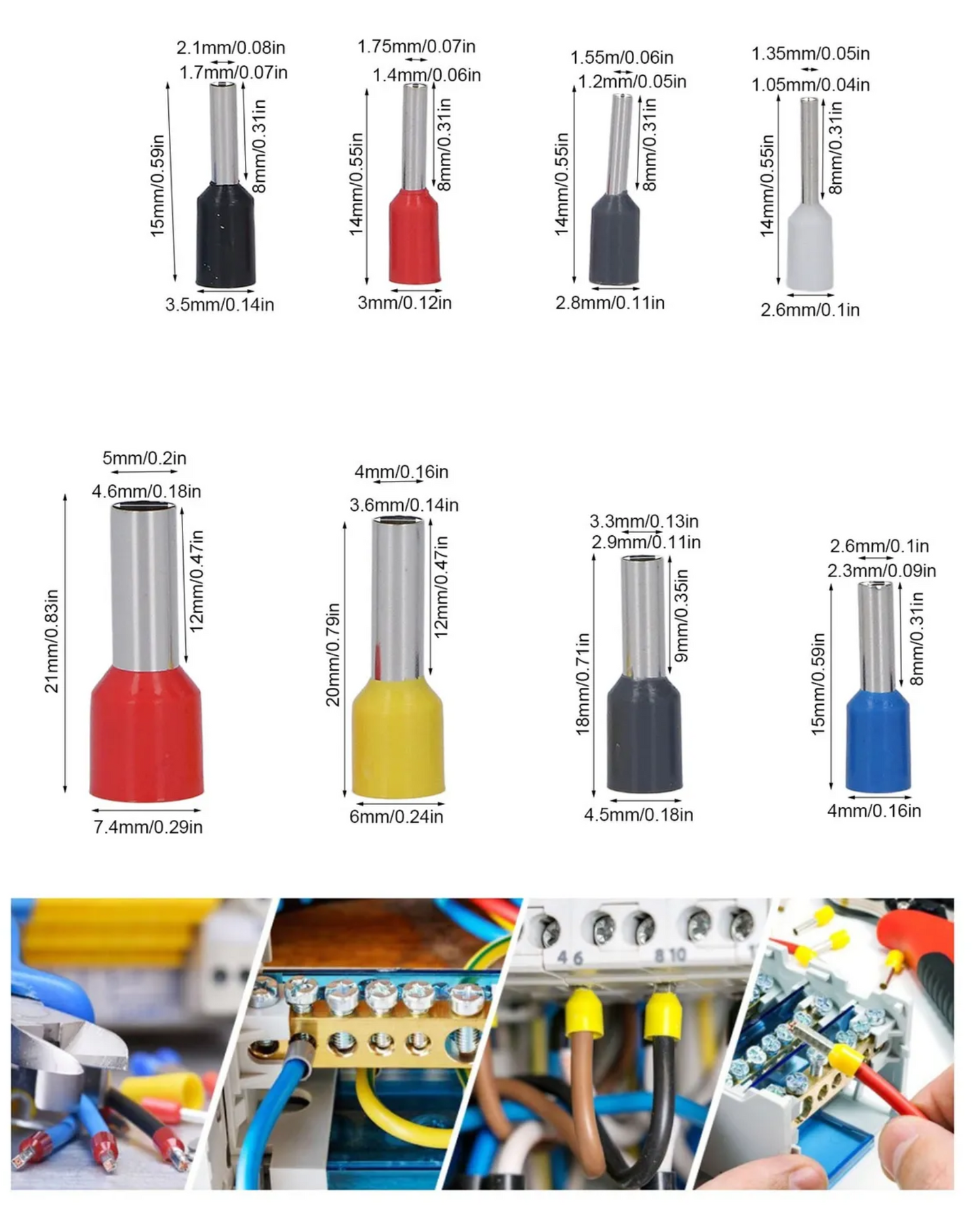Kit de Terminales Tipo Ferrul Varias Medidas 1200 piezas