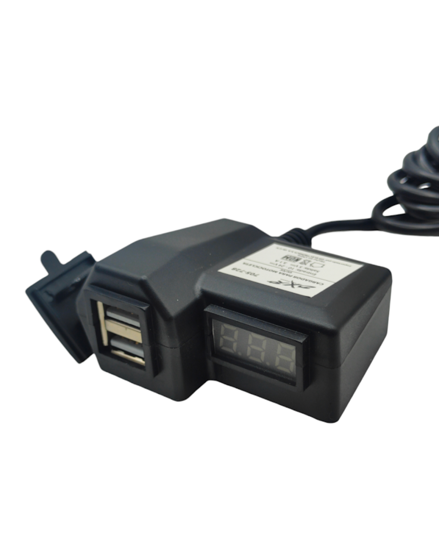 705-728 Cargador Para Celular con 2 Puertos USB Para Motocicleta con Voltímetro
