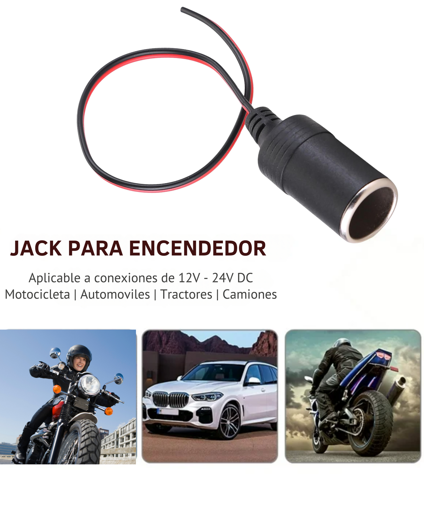 Jack para encendedor de automóvil | Conector de corriente para auto