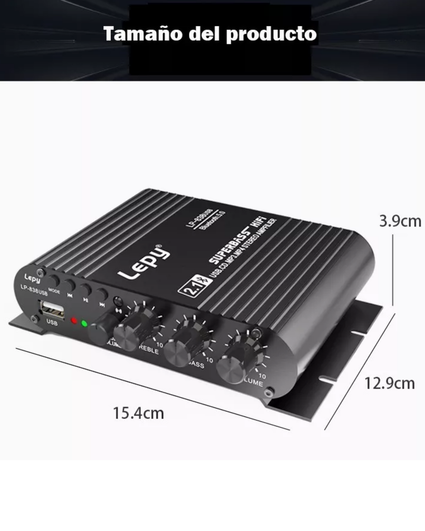 Amplificador Bluetooth Lepy 2.1 Canales