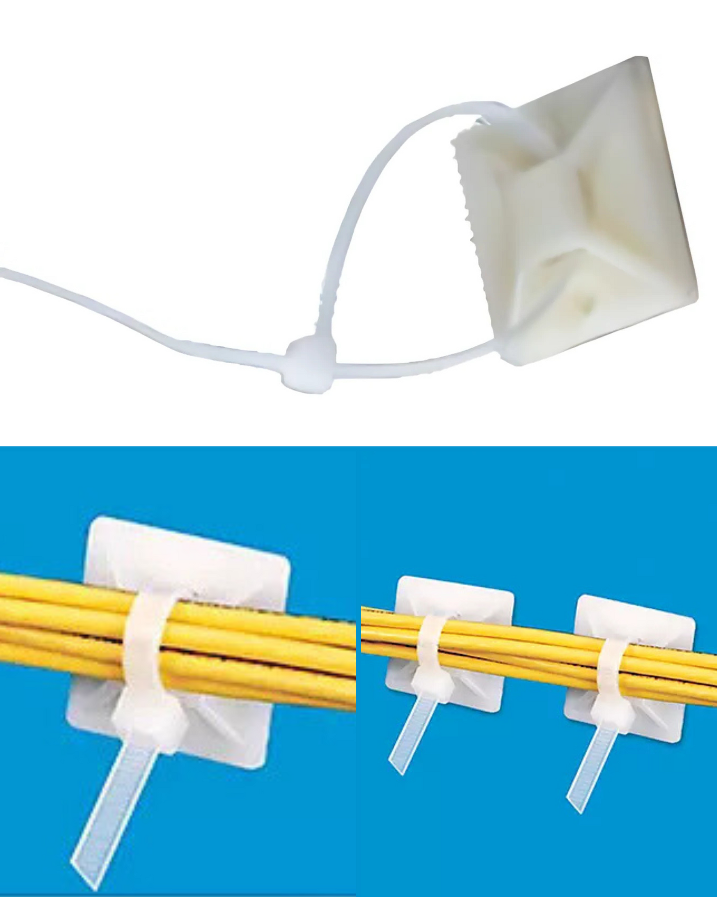 Sujeta Cinchos Con Adhesivo | Soporte Para Cables Adhesivo 3M Blanco | Base cincho de plastico