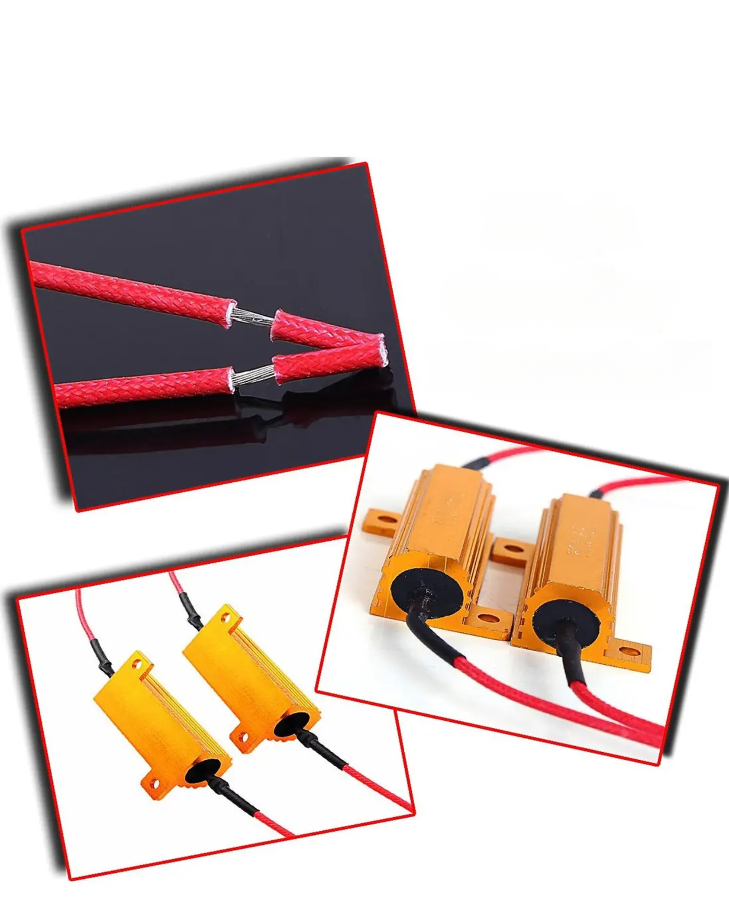 Par de resistencias para foco LED Canbus | Resistencia para error de foco LED en coche | Resistencia de potencia de aluminio 6 ohms 50W