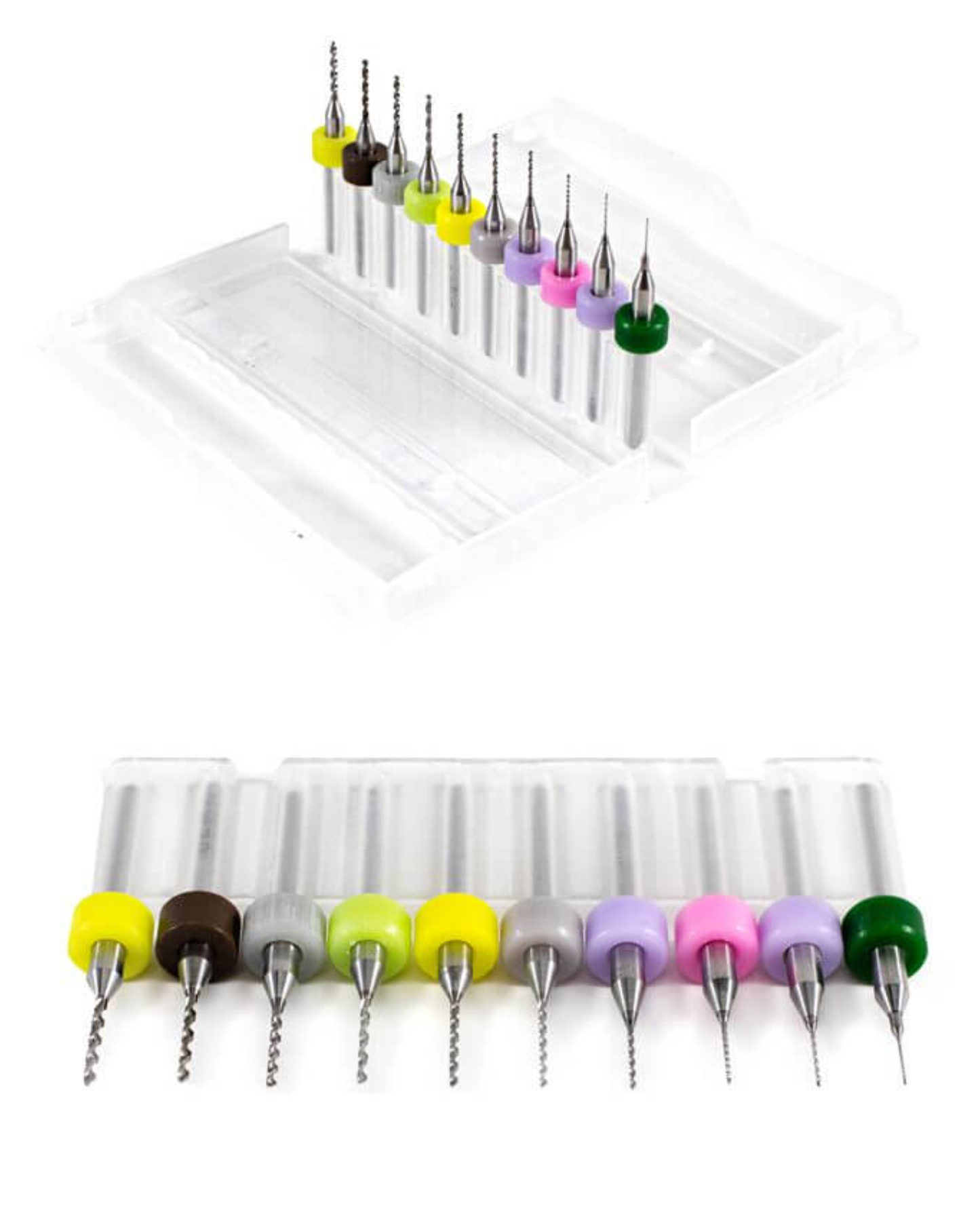 Kit de brocas milimetricas 0.3 a 1.2mm para perforar PCB | 10 Brocas para perforado de placa fenolica