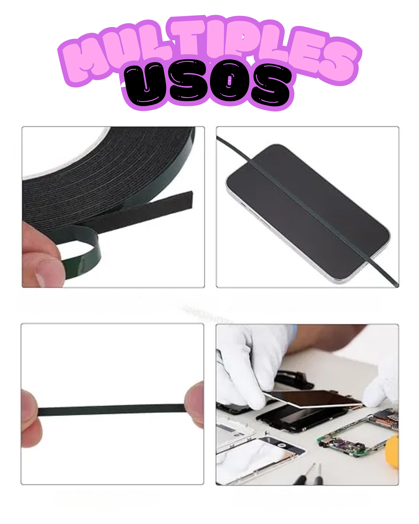 Cinta Adhesiva Doble Cara para Display Celular 3mm Rollo 50 metros