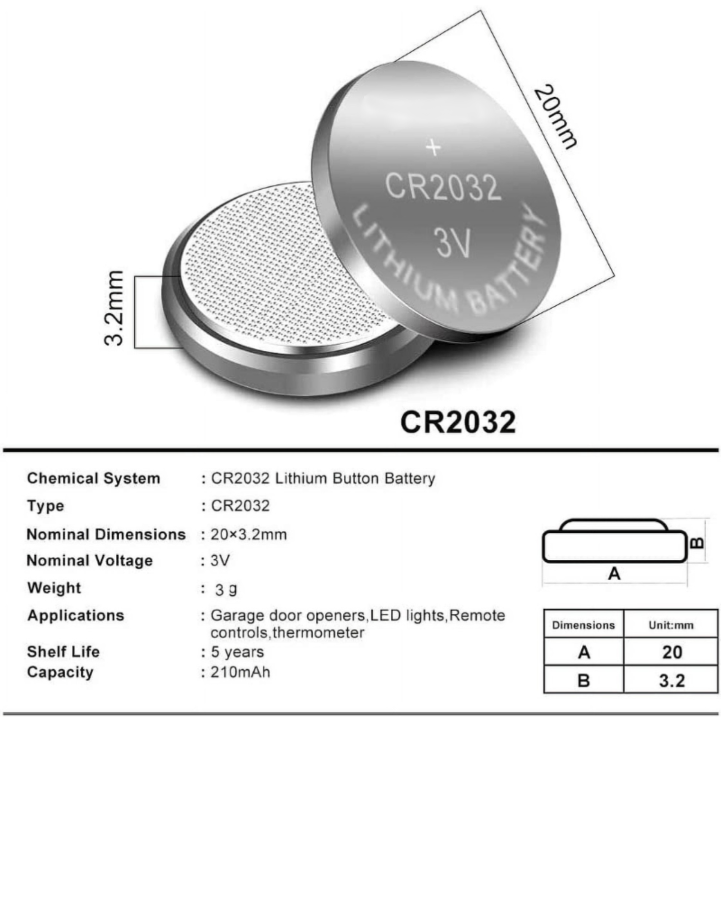 Pila de boton CR2032 Energizer | Pila de litio 3V