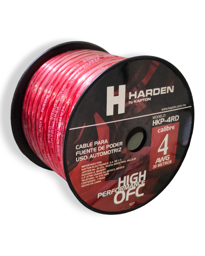 Cable de Corriente para Fuente de Audio Automotriz Calibre 4AWG