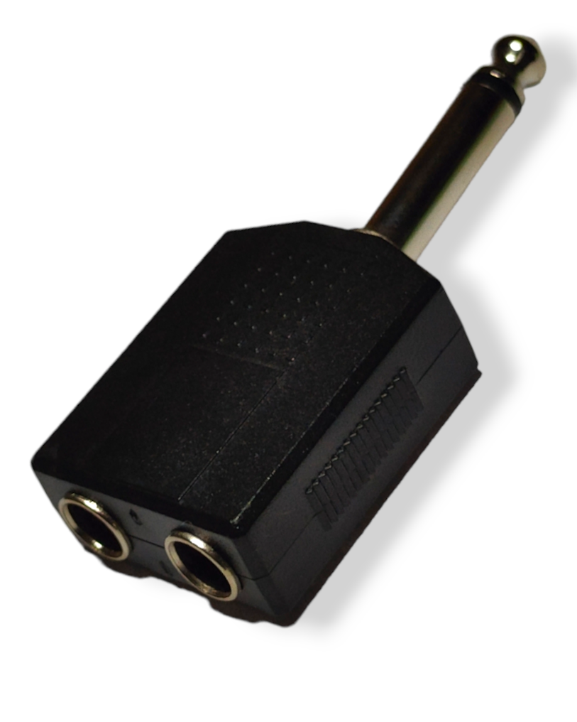 Adaptador "Y" de 2 Jack 6.3mm a 1 plug 6.3mm Monaural AD-164 PLU028