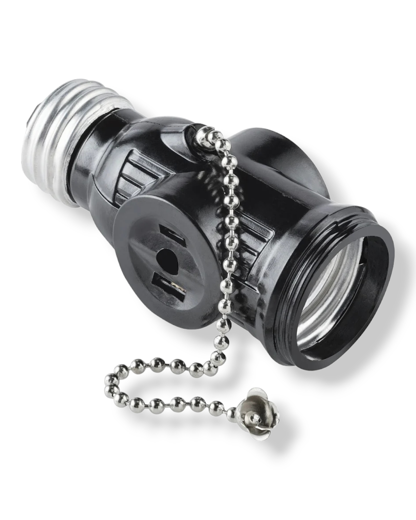 Contacto con Socket y apagador | Portalampara tipo ladron con cadena 8367