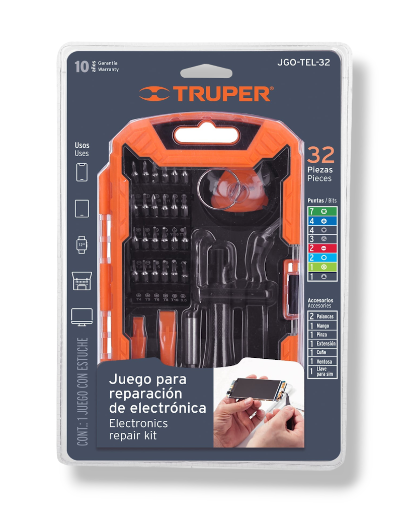 Kit de Desarmadores Para Celular 32 piezas Truper JGO-TEL-32 HER36 | Proximamente descontinuado
