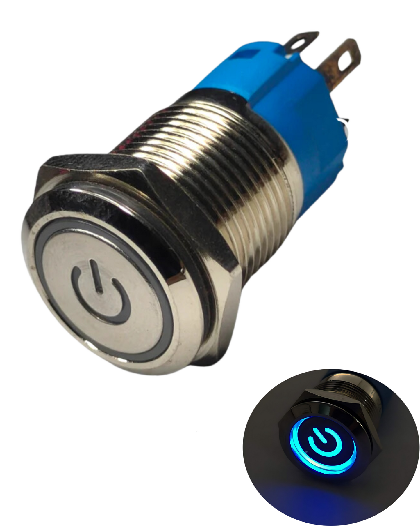 Switch Push Botón con enclave Redondo con Luz 5 Pines SWI53