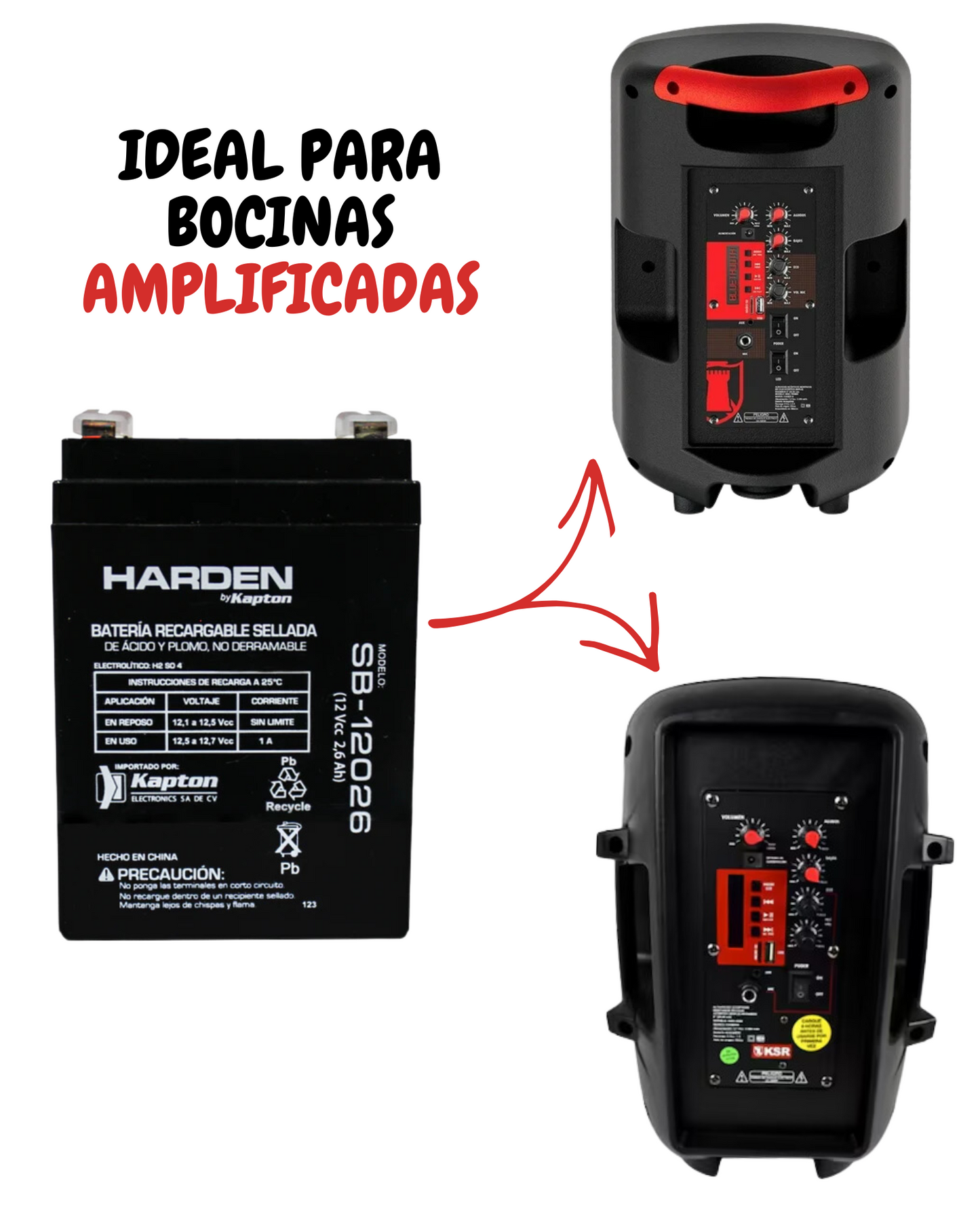 Batería 12V 2.6Ah Sellada Recargable SB-12026