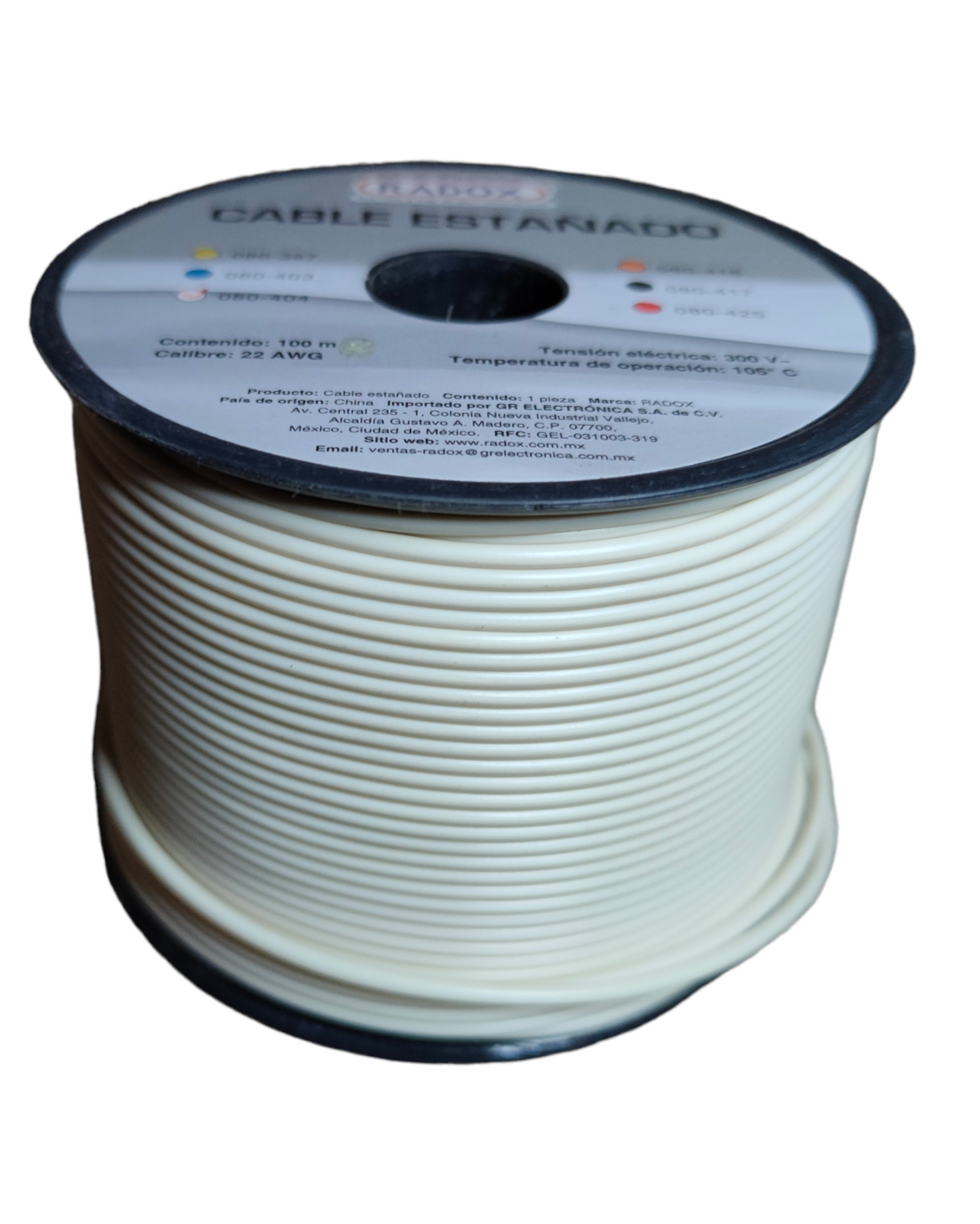 Cable Eléctrico Estañado Unipolar Calibre #22 Rollo 100 metros