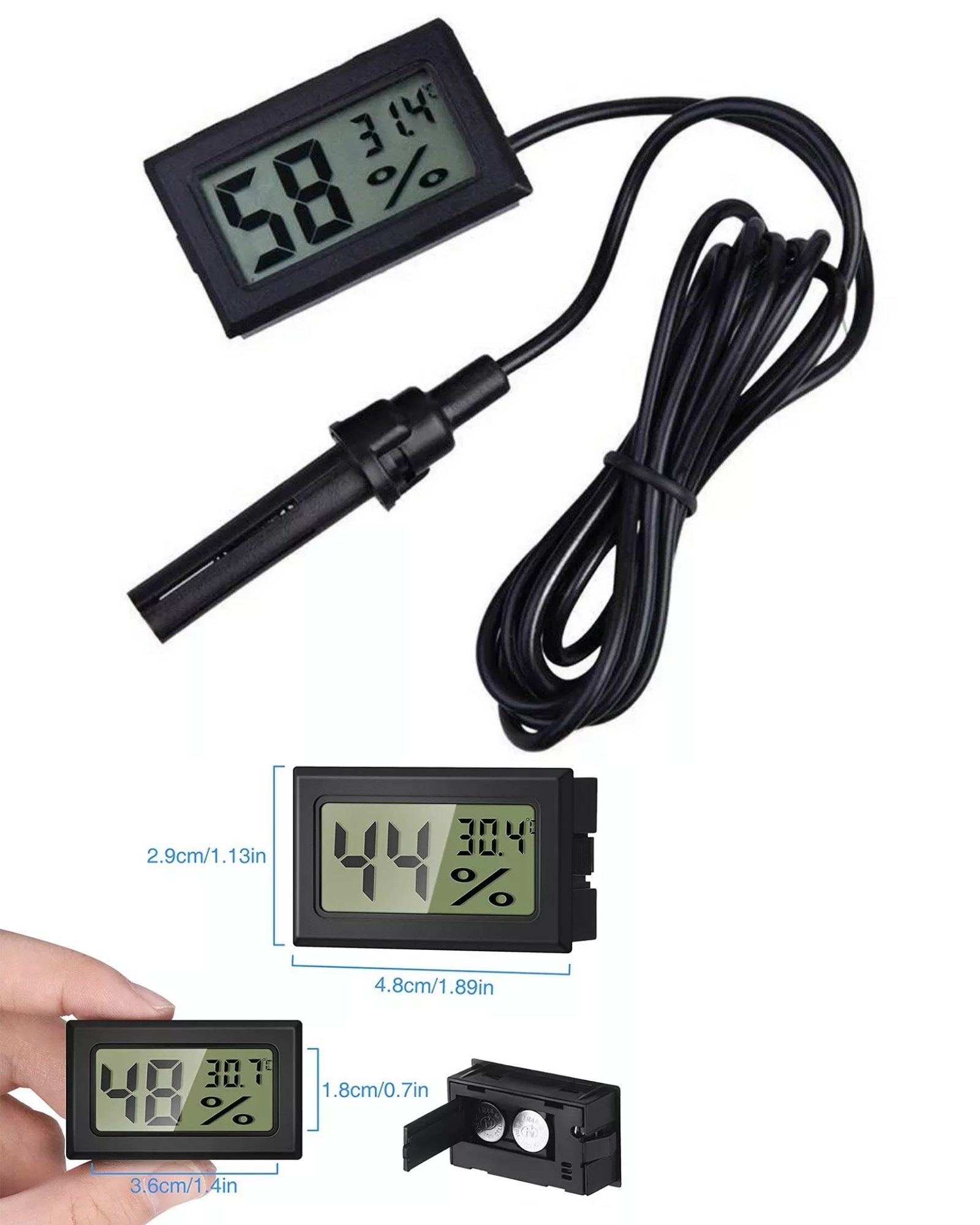Termómetro higrómetro digital con sonda, mide humedad y temperaturas i– LA  CASA DEL TELEFONO