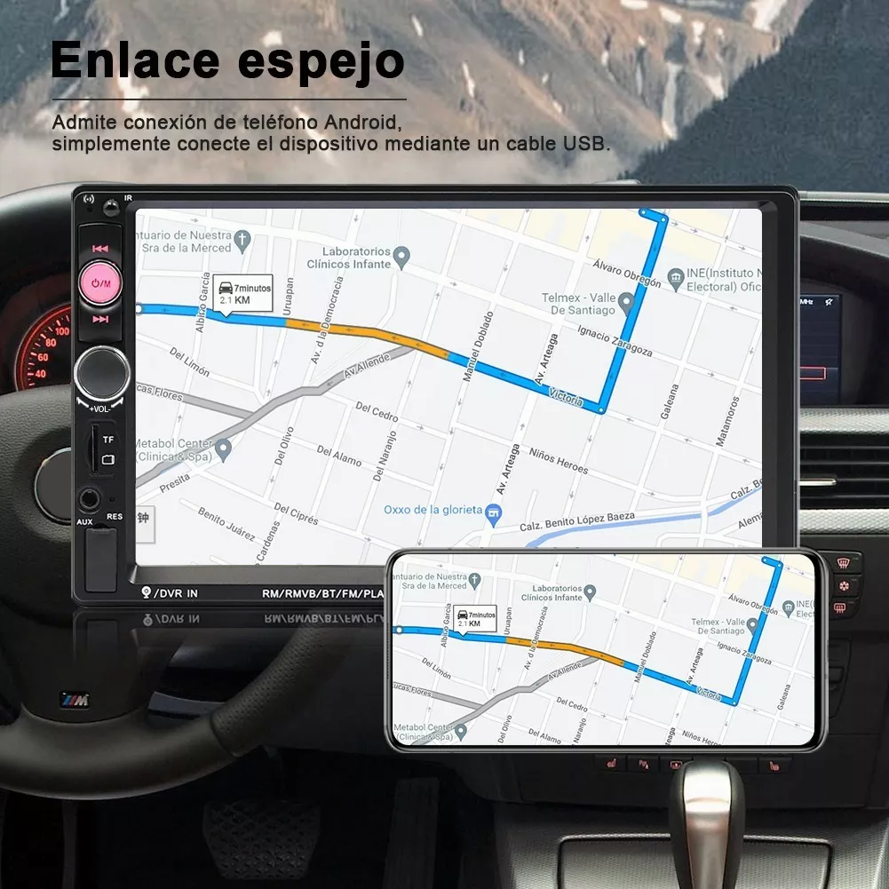 Estéreo Automotriz Pantalla con Control y Cámara de Reversa Mirror Link 7 pulgadas | Autoestereo de pantalla Bluetooth USB AUX
