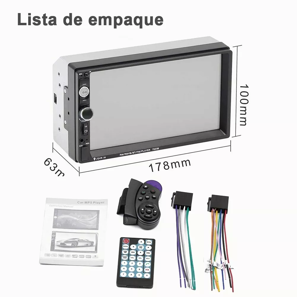 Estéreo Automotriz Pantalla con Control y Cámara de Reversa Mirror Link 7 pulgadas | Autoestereo de pantalla Bluetooth USB AUX