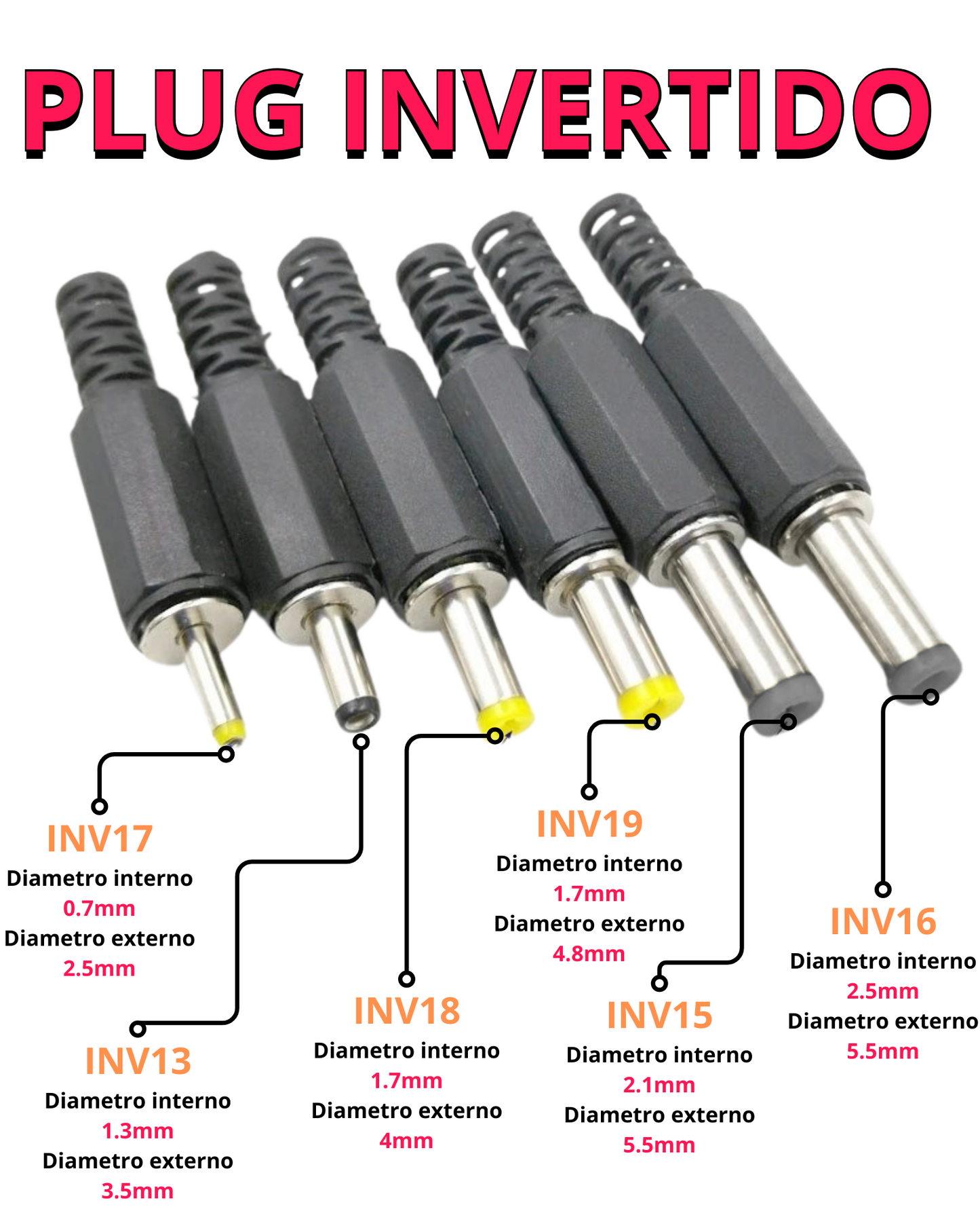 705-780 INV15 Plug Invertido 2.1mm Largo
