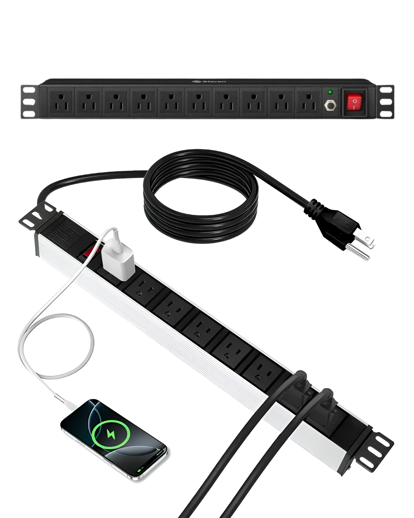 Multicontacto Para Rack de 10 Contactos Con Supresor de Picos MOR-015