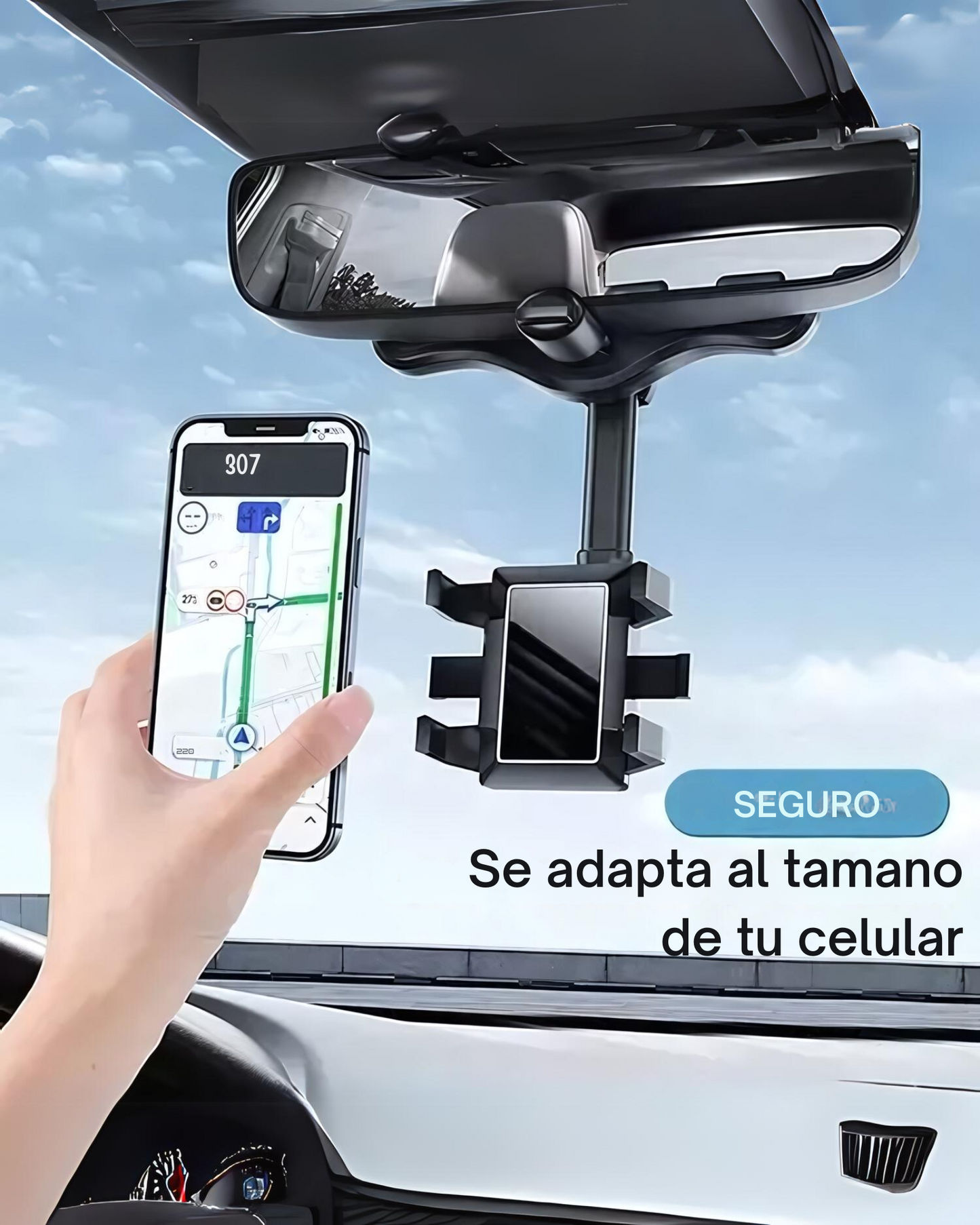 Soporte de Celular Para Espejo Retrovisor de Automóvil