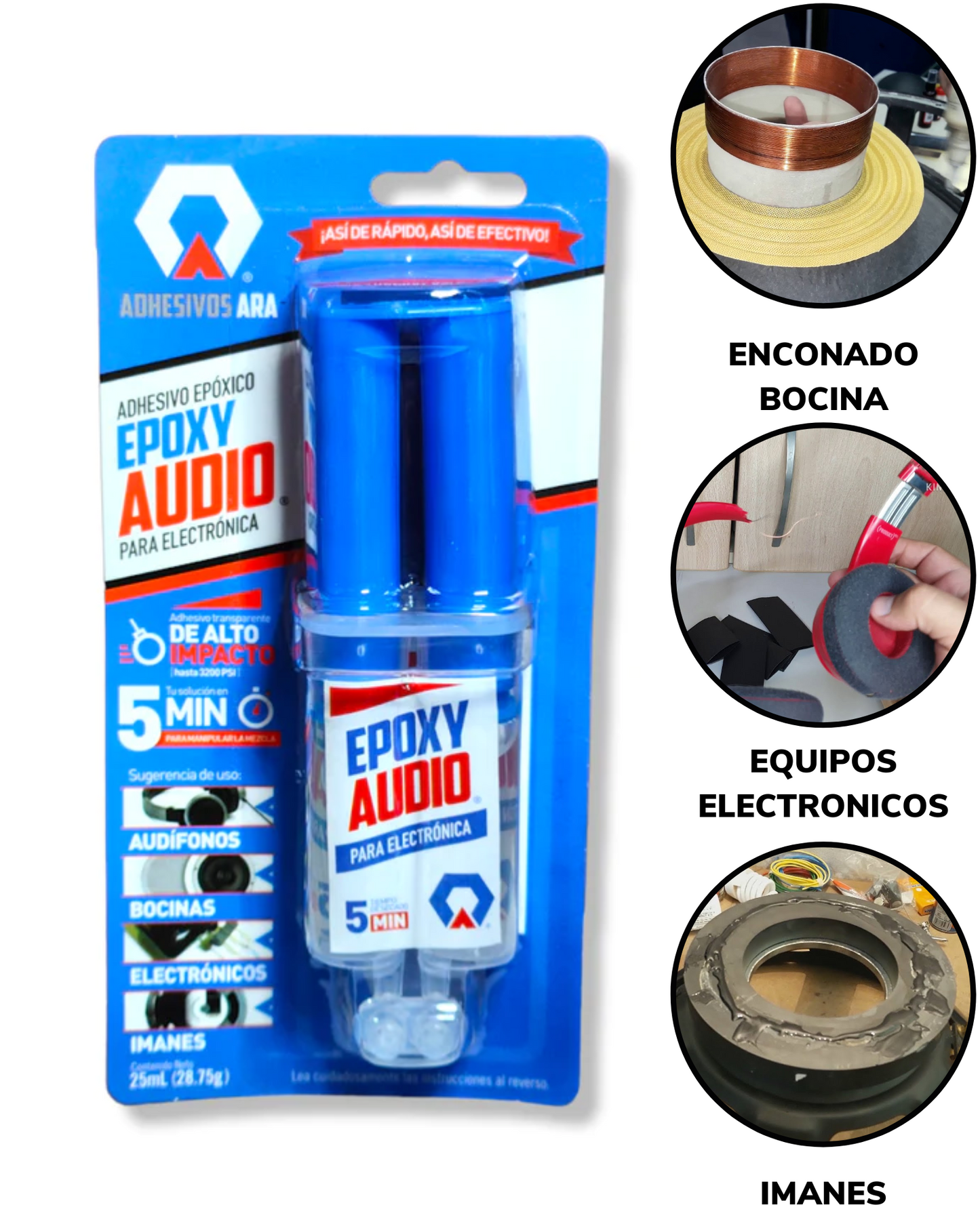 Jeringa de Adhesivo Tipo Resina Epoxica 25ml | Pegamento Para Reparación y Enconado de Bocinas