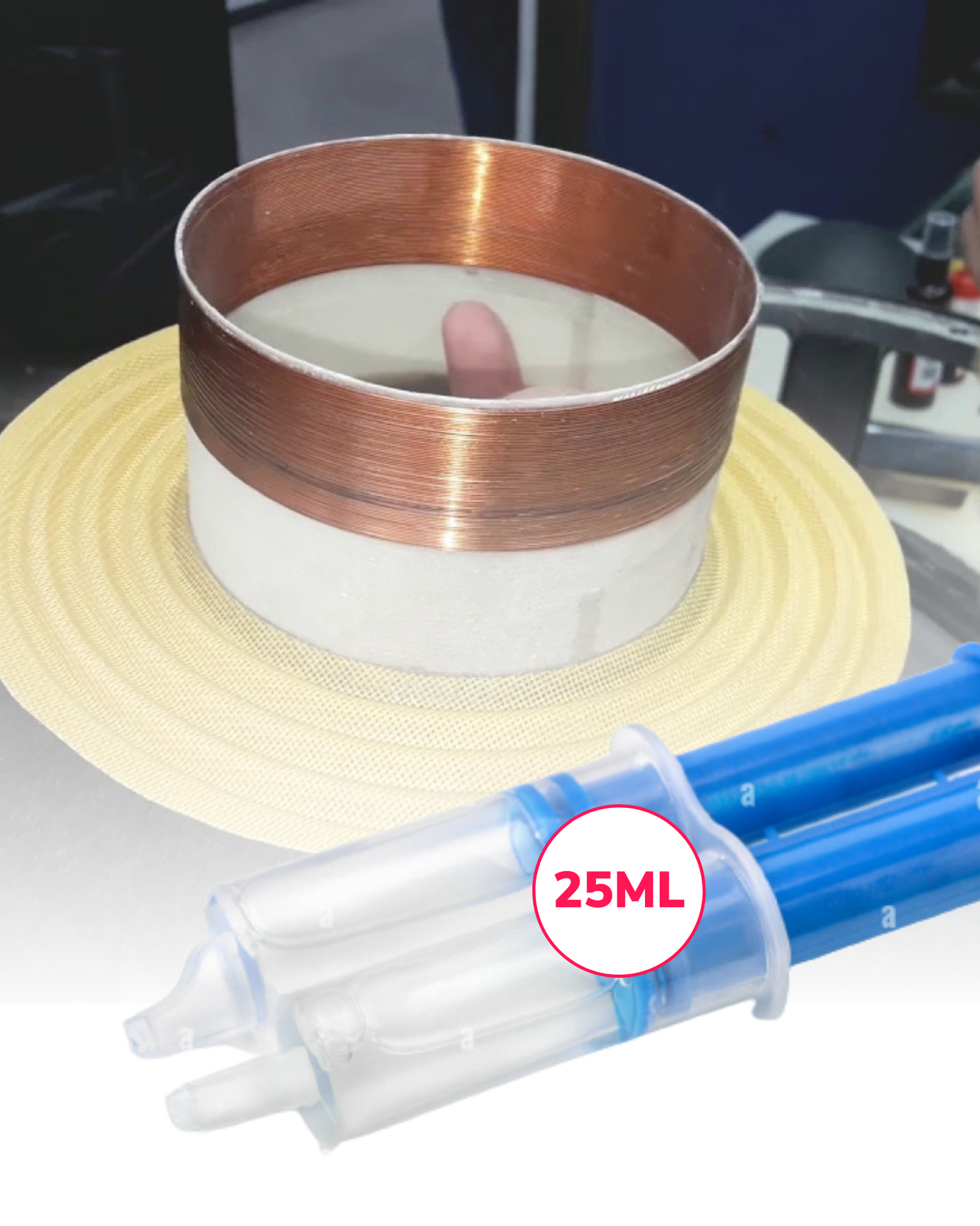 Jeringa de Adhesivo Tipo Resina Epoxica 25ml | Pegamento Para Reparación y Enconado de Bocinas
