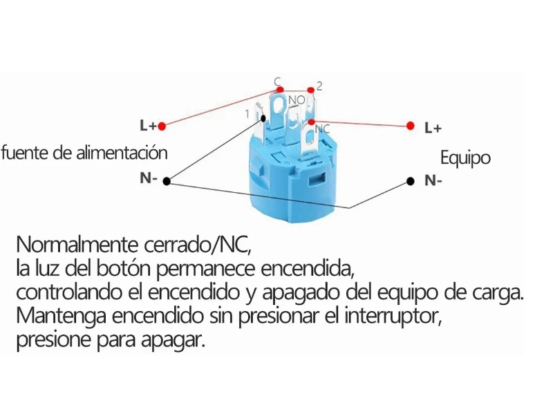 Switch Push Botón con enclave Redondo con Luz 5 Pines SWI53
