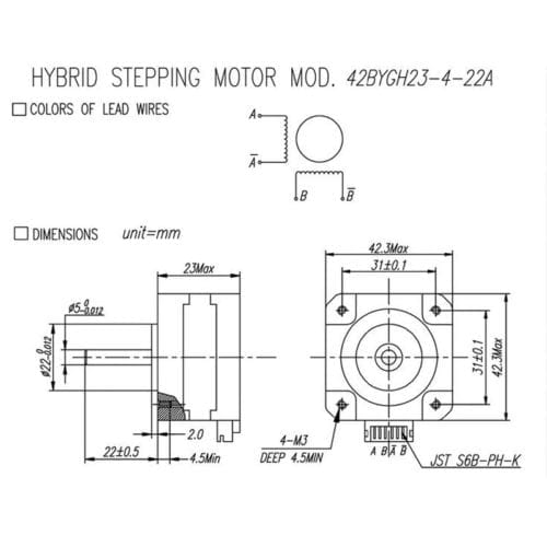 Motor a Pasos Nema 17 17HS4023 0.7A