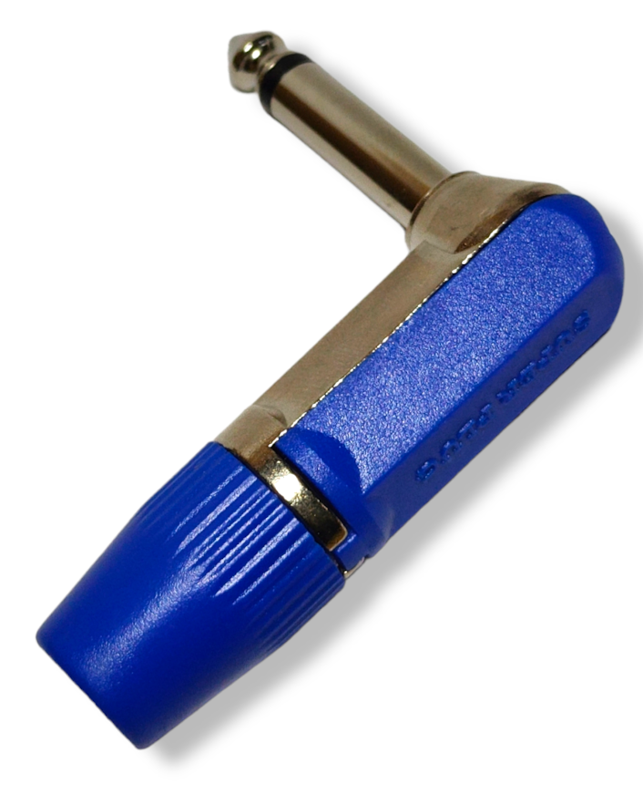 705-924 Plug 6.3 Monoaural plastico en Escuadra en L Azul PLU006