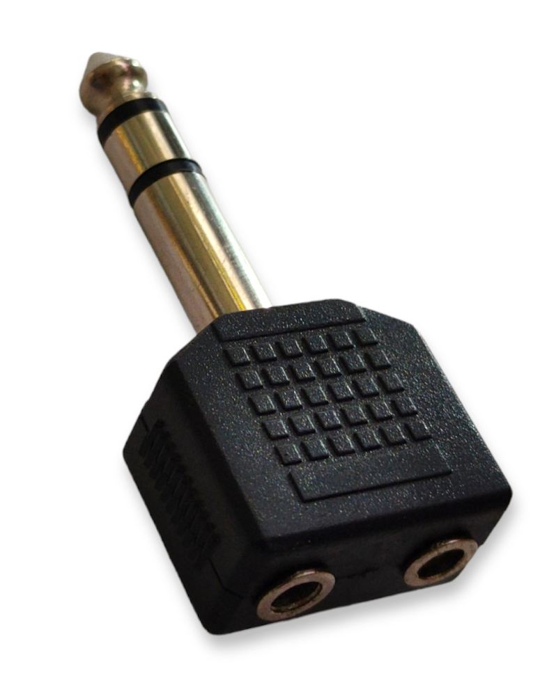 Adaptador "Y" 2 Jack 3.5mm a 1 Plug 6.3mm Estéreo PLU032 | Proximamente descontinuado