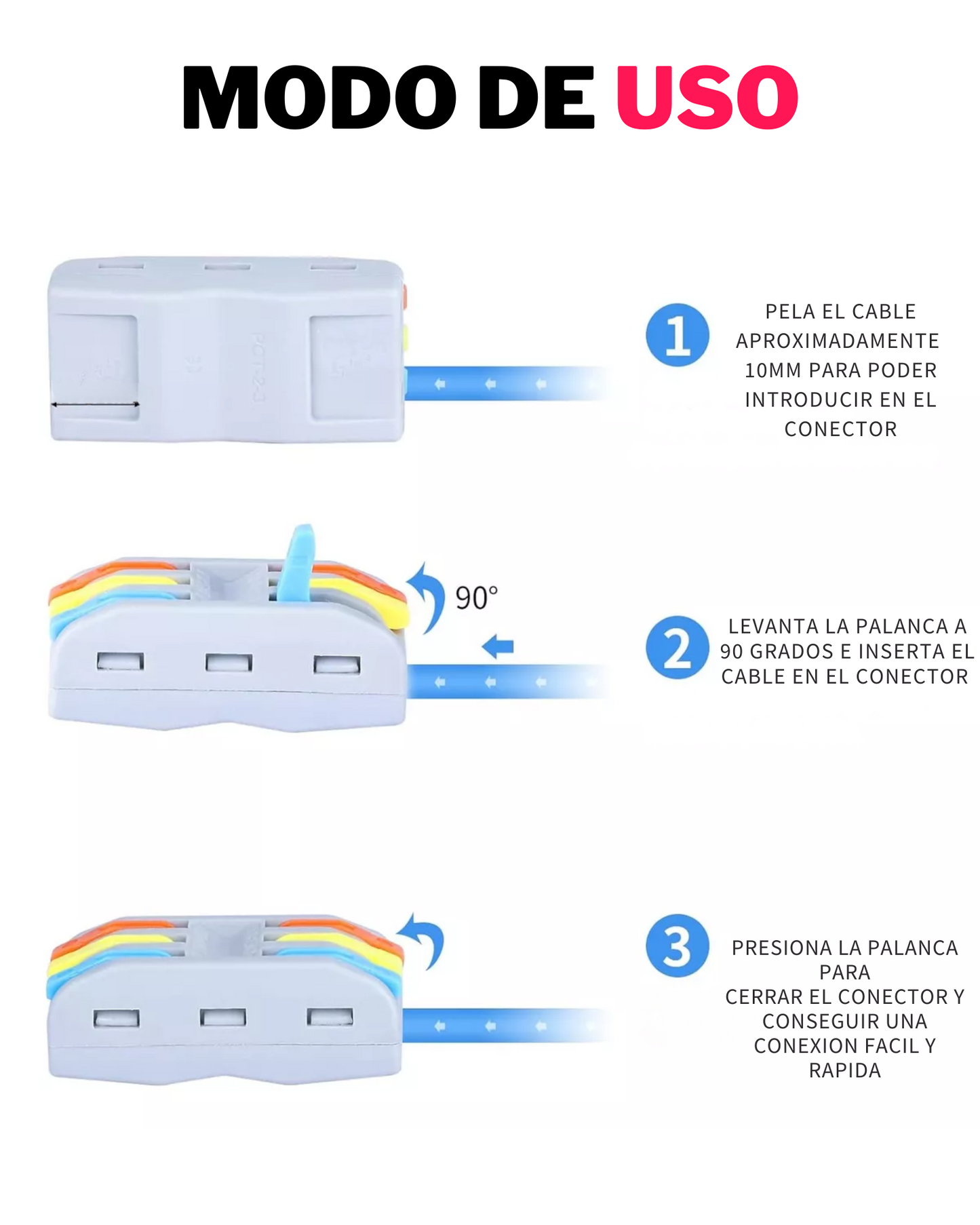 Conector eléctrico PCT de empalme rápido| Conector rápido de palanca | Diferentes modelos