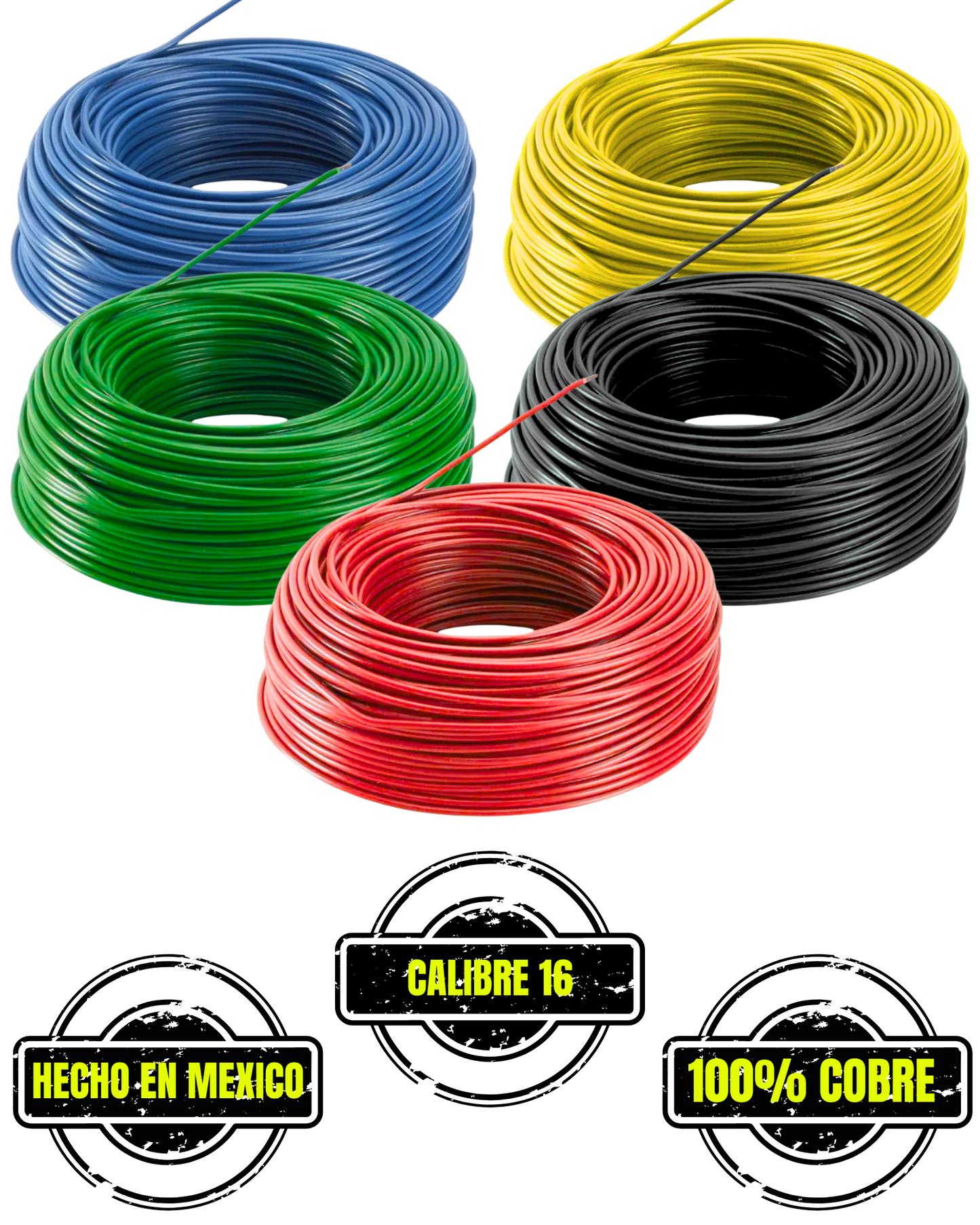 Cable unipolar calibre 16 Eléctrico Automotriz | Rollo 100 metros Cable 100% cobre 16AWG