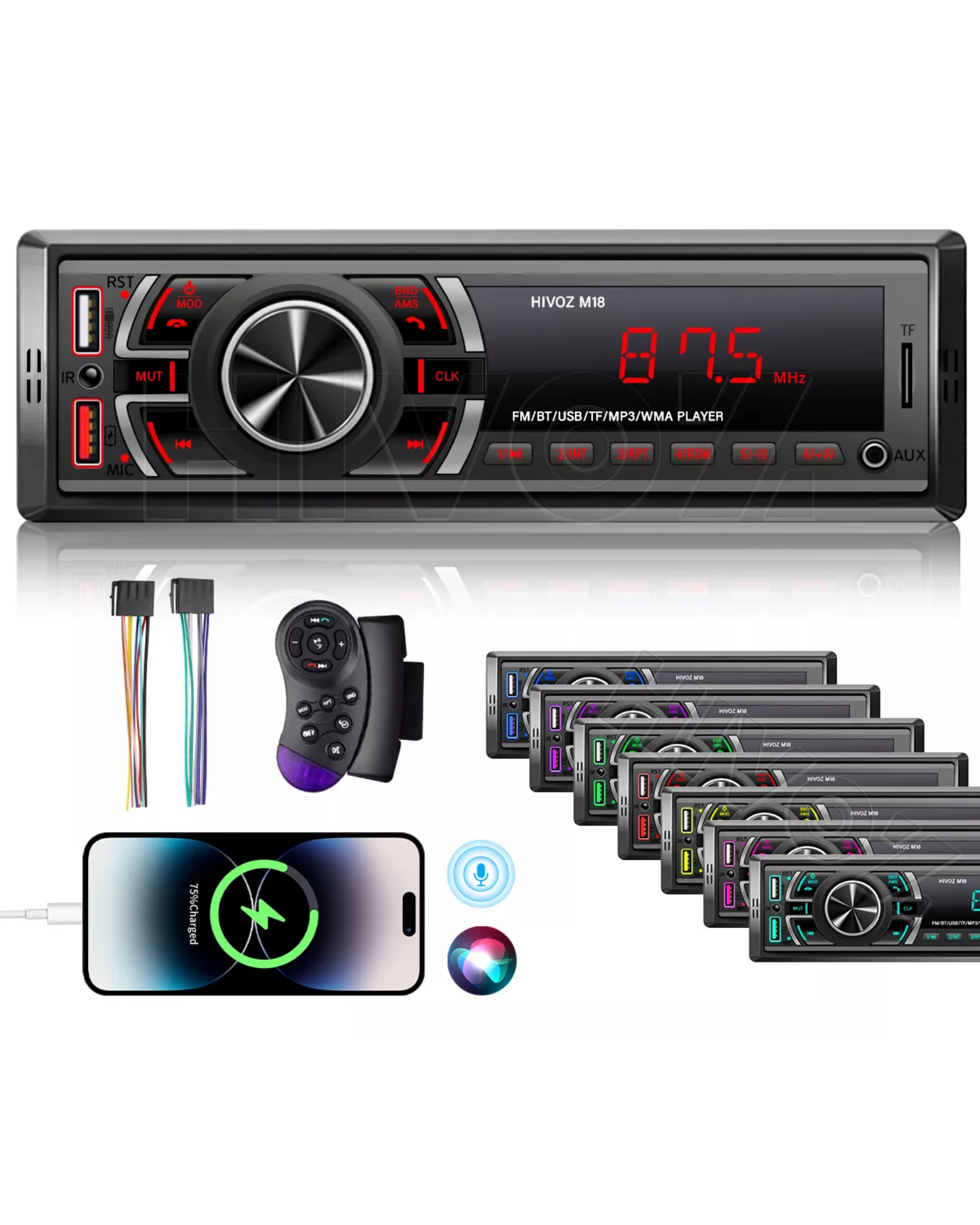 Autoestereo 1 Din MP3 Bluetooth Radio Auxiliar USB SD | Estereo Automotriz sencillo HIVOZ