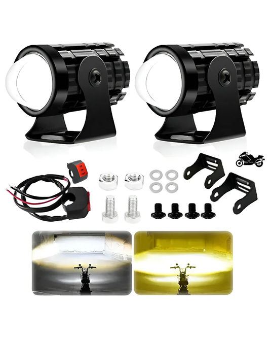Par faros auxiliares para motocicleta | Focos LED impermeable doble color con switch