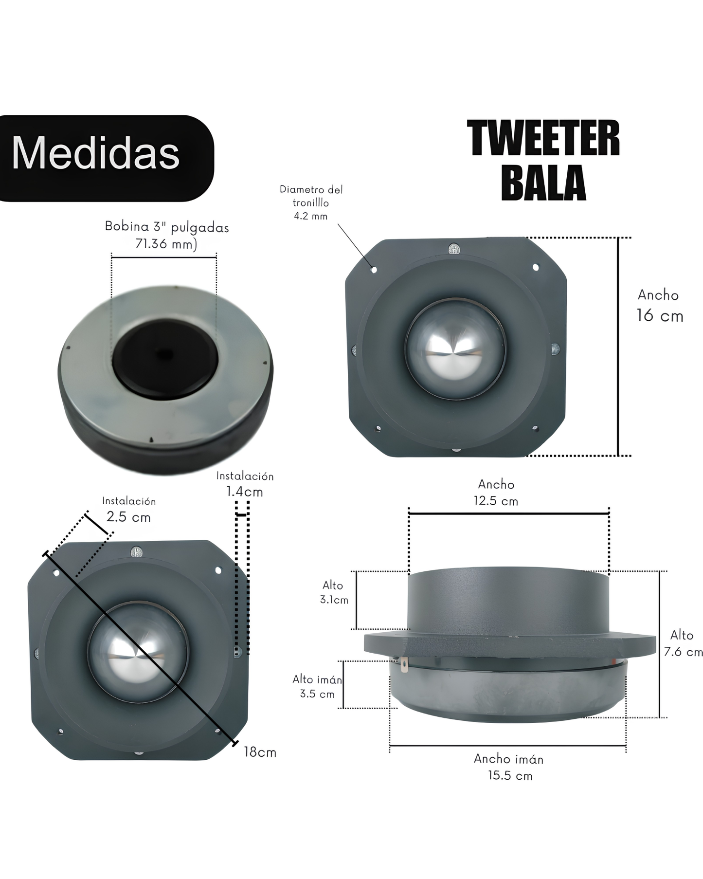 Tweeter Bala Grande Harden 1200w 4-8Ω  KTB-1500