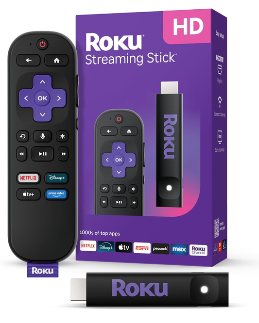 Roku Streaming Stick HD 2025 | Dispositivo de transmisión HD para TV con Mando a Distancia por Voz Roku, TV Gratis y en Vivo