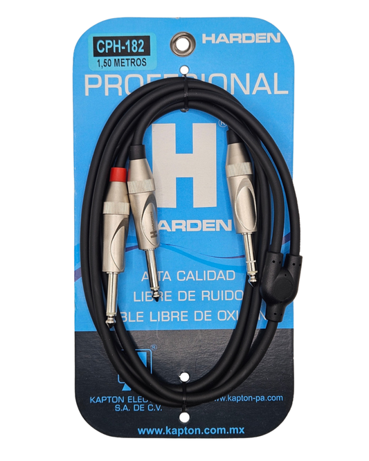 Cable de Audio de 1 Plug 6.3 Estéreo a 2 Plug 6.3 Monoaural CPH-182 | "Y" de 1 Plug 6.3 Estéreo a 2  Plug 6.3 Monoaural