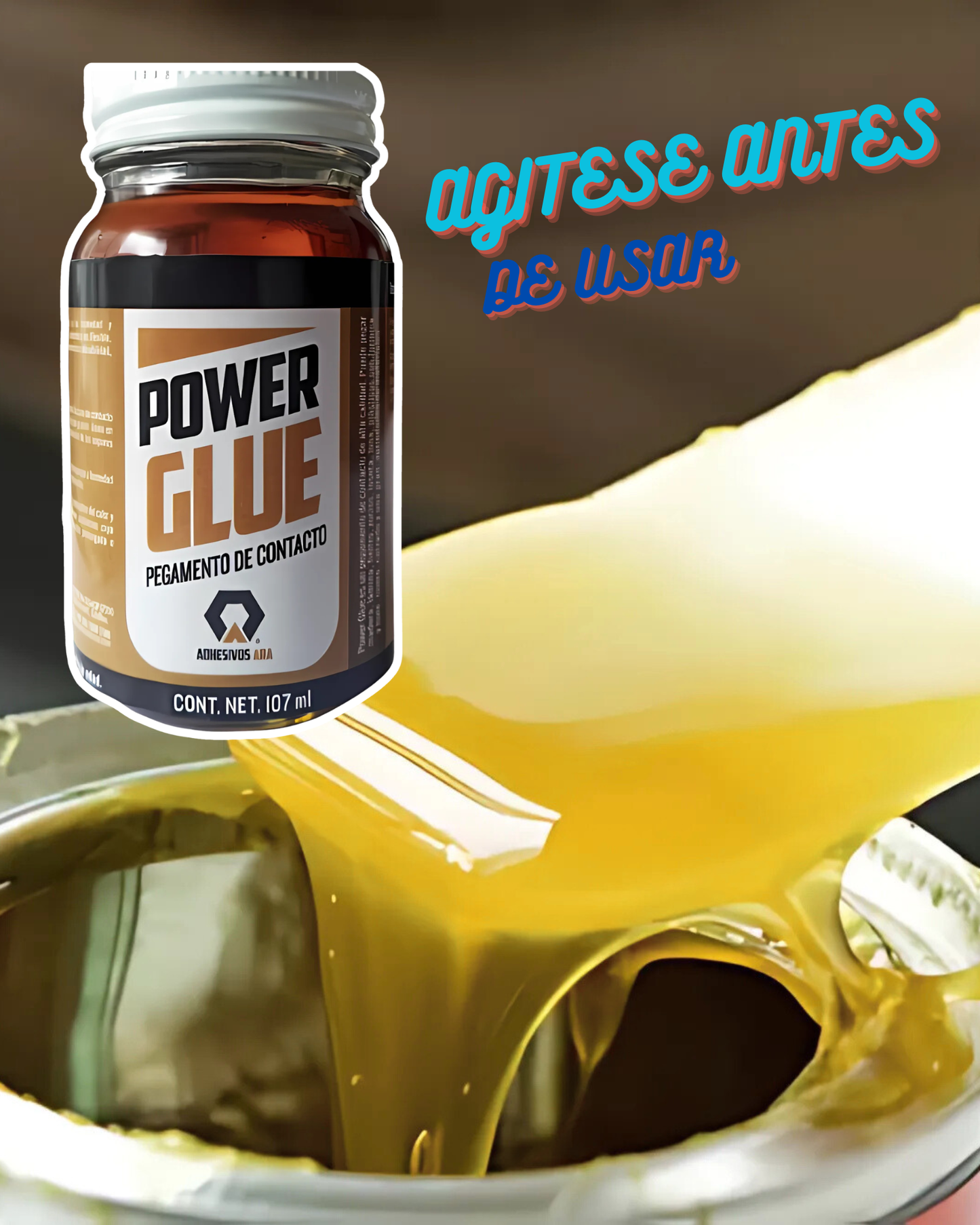 Pegamento de contacto POWER GLUE 107ml | Pegamento para enconado de bocinas | Pegamento amarillo | Pegamento negro