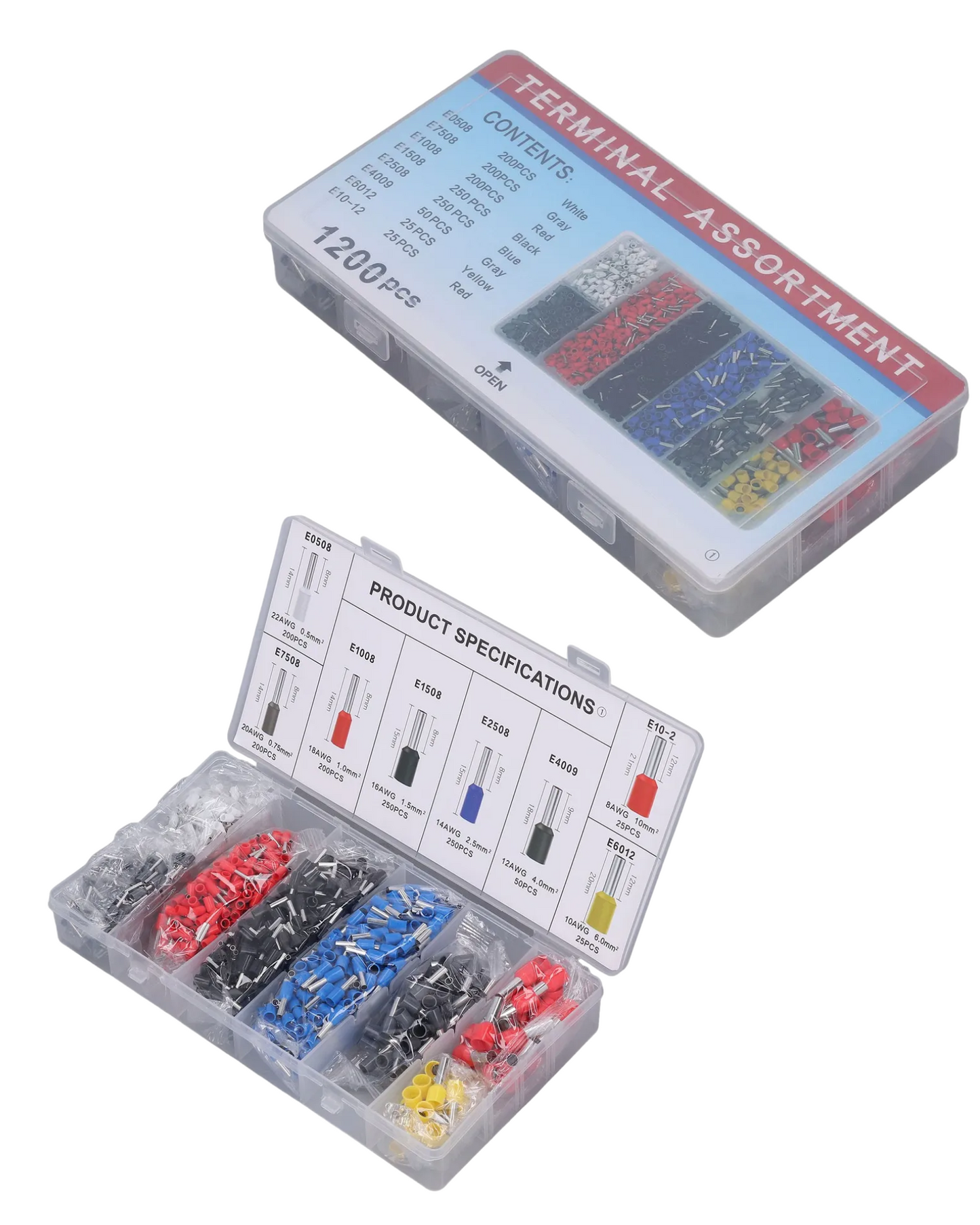 Kit de Terminales Tipo Ferrul Varias Medidas 1200 piezas