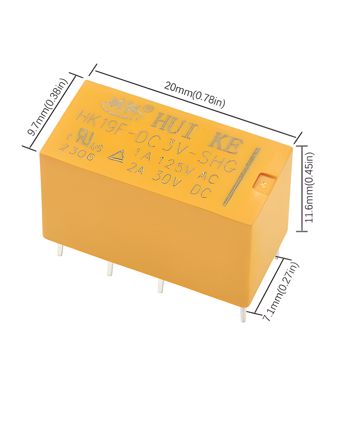 Relevador 8 pines 12V DC 6+2 | HK19F-DC