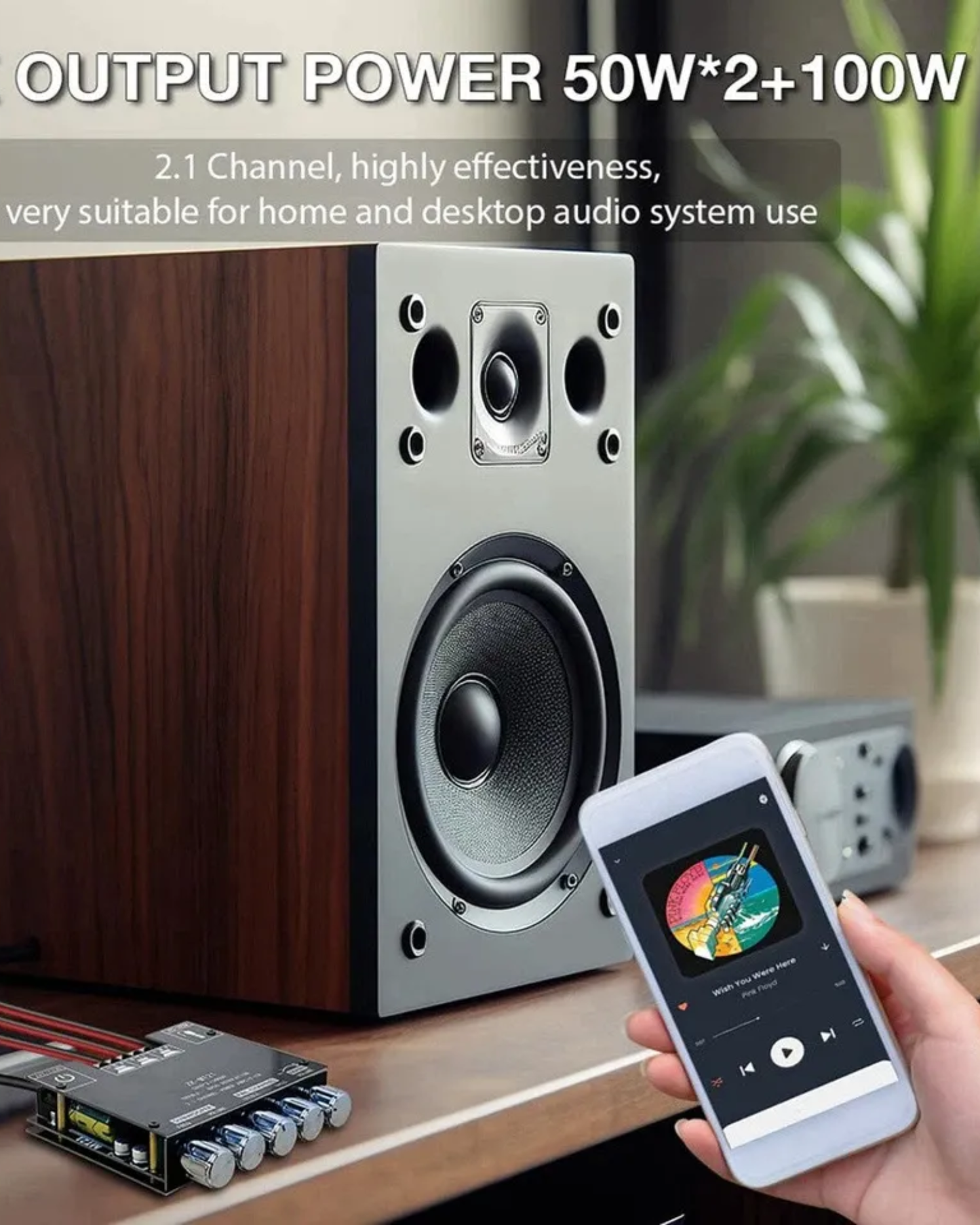 Amplificador bluetooth 2.1 canales | Placa amplificada estereo 50W + 50W + 100W ZK-MT21