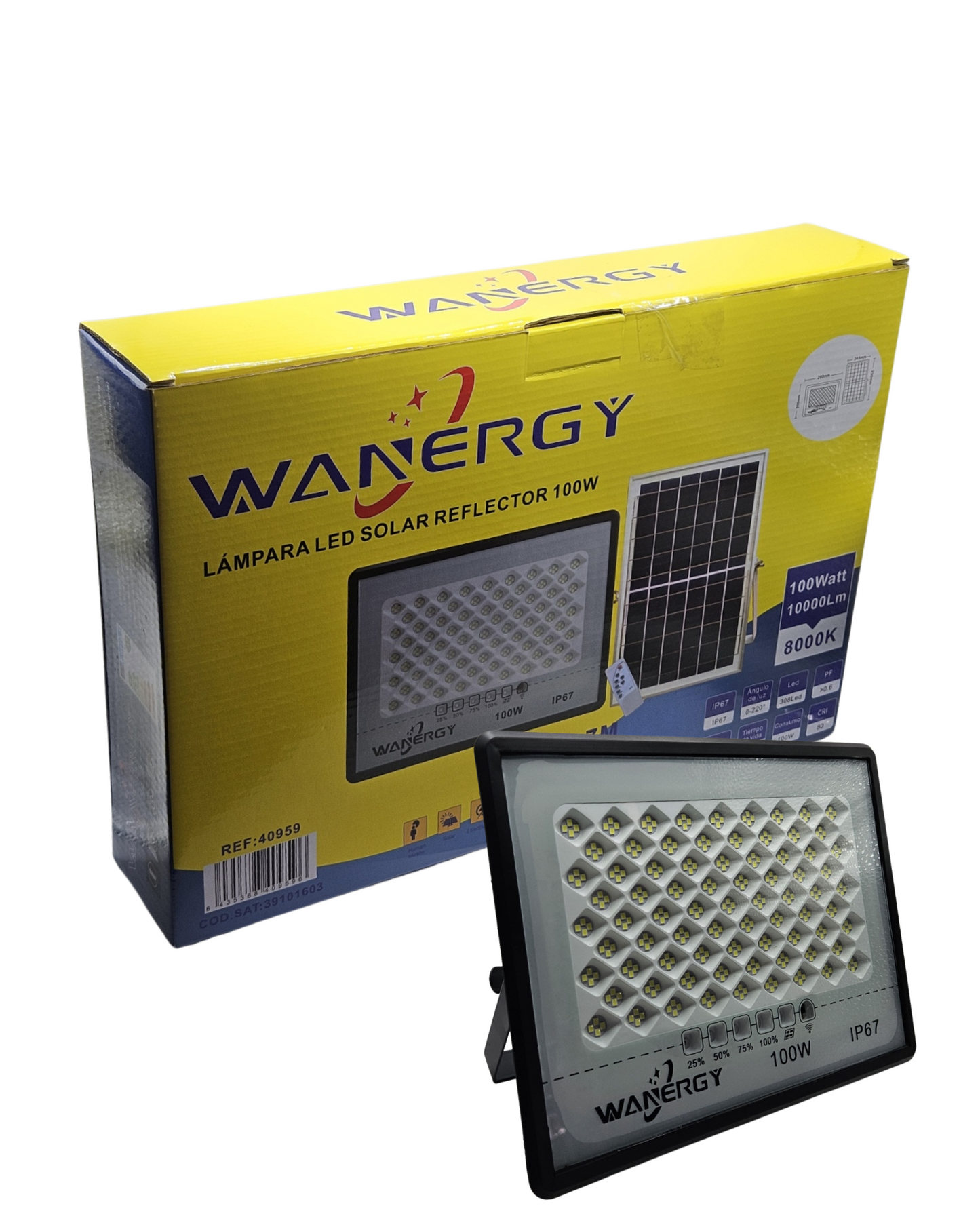 Reflector LED Solar 100w | Luminaria LED con Panel Solar 40959